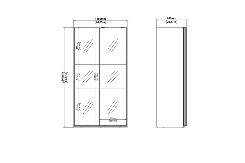 Takeru Garderob med Spegel 119x220 cm - Svart - Förvaring - Garderober & garderobssystem