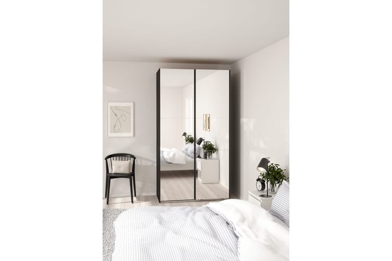 Takeru Garderob med Spegel 119x220 cm - Svart - Förvaring - Garderober & garderobssystem