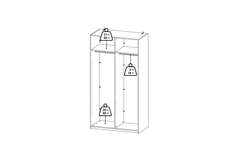 Takeru Garderob med Spegel 119x220 cm - Svart - Förvaring - Garderober & garderobssystem