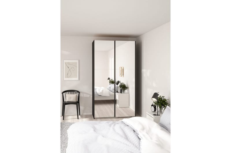 Takeru Garderob med Spegel 119x220 cm - Svart - Förvaring - Garderober & garderobssystem