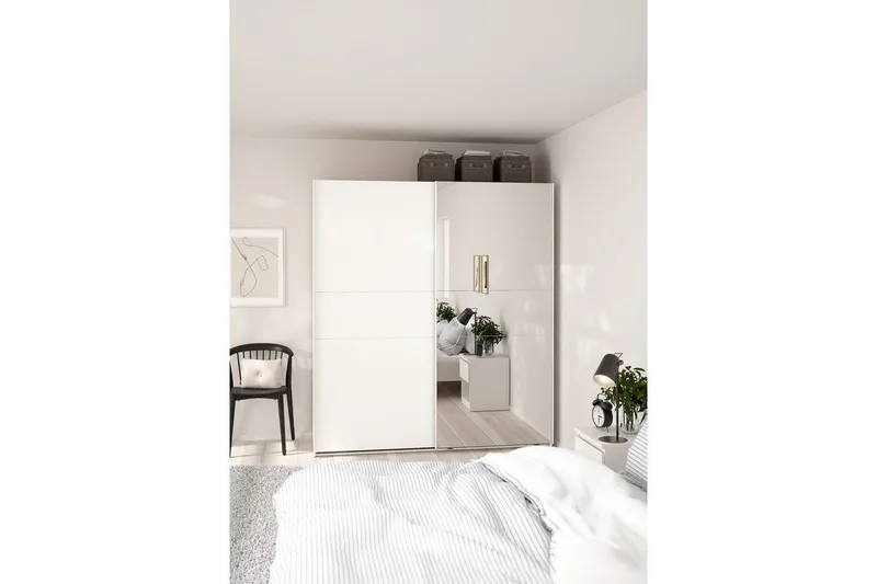 Takeru Garderob med Spegel 179x200 cm - Vit - Förvaring - Garderober & garderobssystem