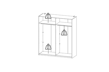 Takeru Garderob med Spegel 179x200 cm - Vit - Förvaring - Garderober & garderobssystem