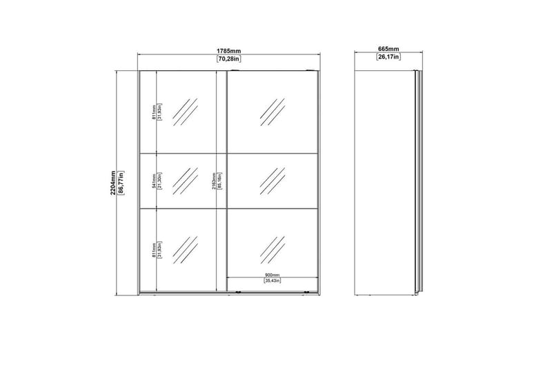 Takeru Garderob med Spegel 179x220 cm - Natur - Förvaring - Garderober & garderobssystem