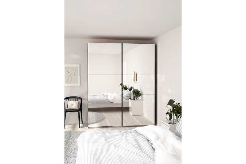 Takeru Garderob med Spegel 179x220 cm - Svart - Förvaring - Garderober & garderobssystem