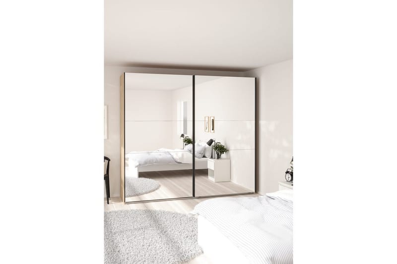 Takeru Garderob med Spegel 244x220 cm - Natur - Förvaring - Garderober & garderobssystem