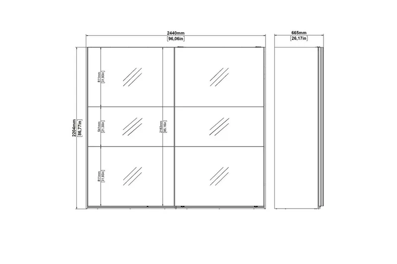 Takeru Garderob med Spegel 244x220 cm - Natur - Förvaring - Garderober & garderobssystem
