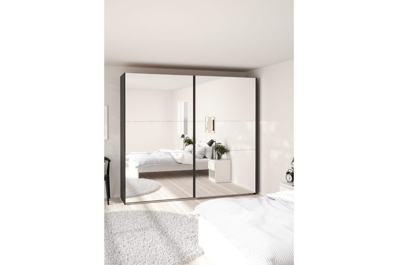 Takeru Garderob med Spegel 244x220 cm - Svart - Förvaring - Garderober & garderobssystem