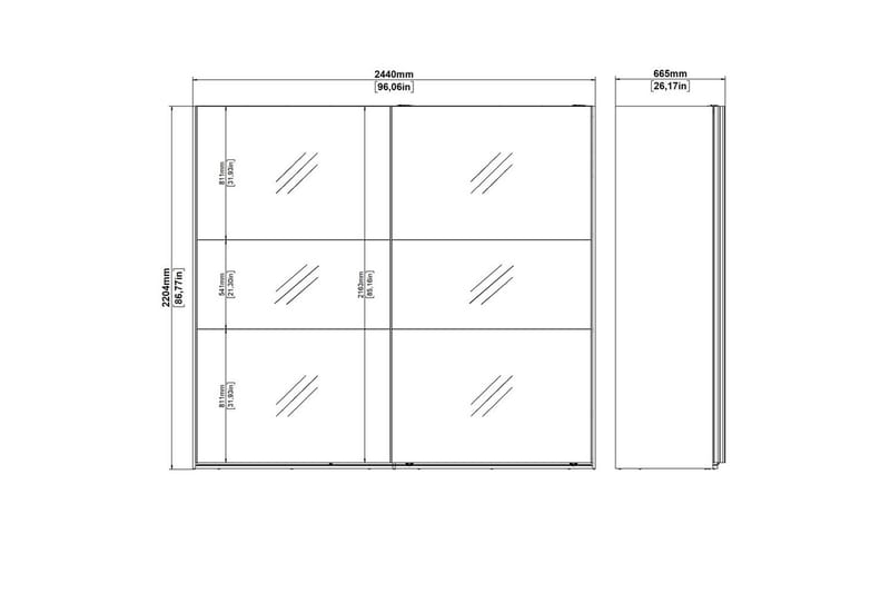 Takeru Garderob med Spegel 244x220 cm - Svart - Förvaring - Garderober & garderobssystem