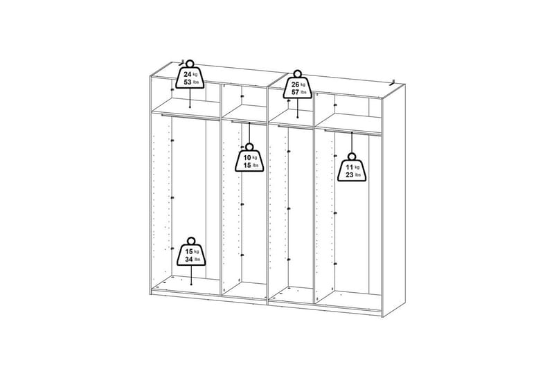 Takeru Garderob med Spegel 244x220 cm - Vit - Förvaring - Garderober & garderobssystem