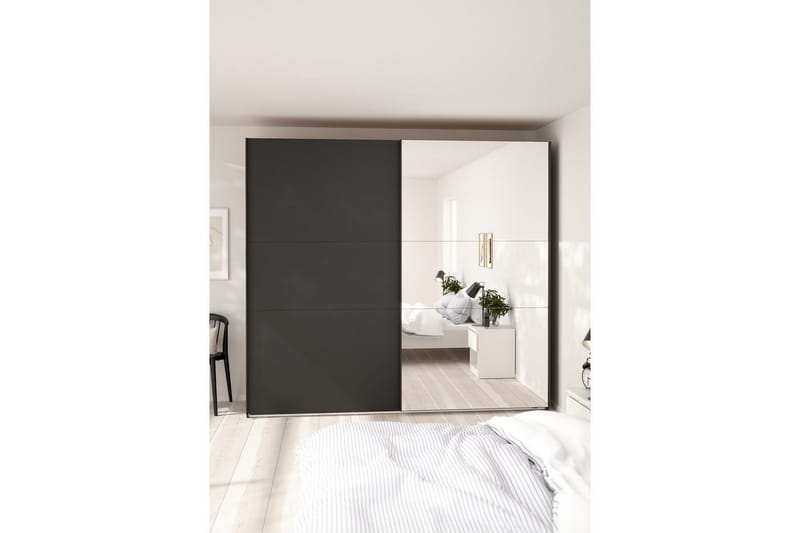 Takeru Garderob med Spegel 244x221 cm - Askgrå - Förvaring - Garderober & garderobssystem