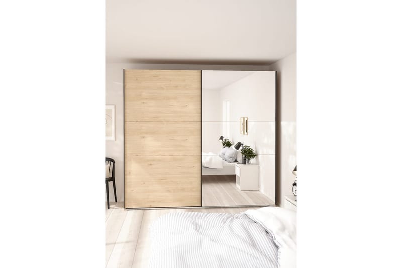 Takeru Garderob med Spegel 244x221 cm - Natur - Förvaring - Garderober & garderobssystem