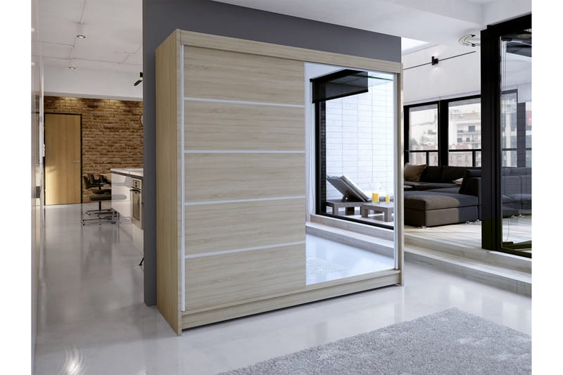 Talin Garderob 58x180 cm LED-belysning - Ek - Förvaring - Garderober & garderobssystem