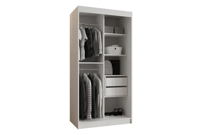 Tallmo Garderob m. Spegel 100x200 cm - Brun/Beige - Förvaring - Garderober & garderobssystem