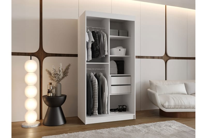 Tallmo Garderob m. Spegel 100x200 cm - Brun/Beige - Förvaring - Garderober & garderobssystem