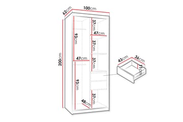 Tallmo Garderob m. Spegel 100x200 cm - Förvaring - Garderober & garderobssystem