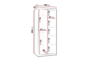 Tallmo Garderob m. Spegel 100x200 cm - Förvaring - Garderober & garderobssystem