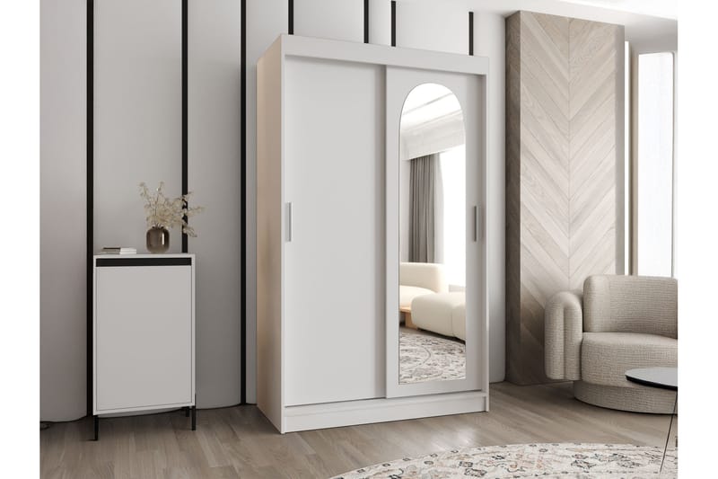 Tallmo Garderob m. Spegel 120x200 cm - Beige - Förvaring - Garderober & garderobssystem