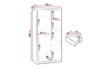 Tallmo Garderob m. Spegel 120x200 cm - Beige - Förvaring - Garderober & garderobssystem