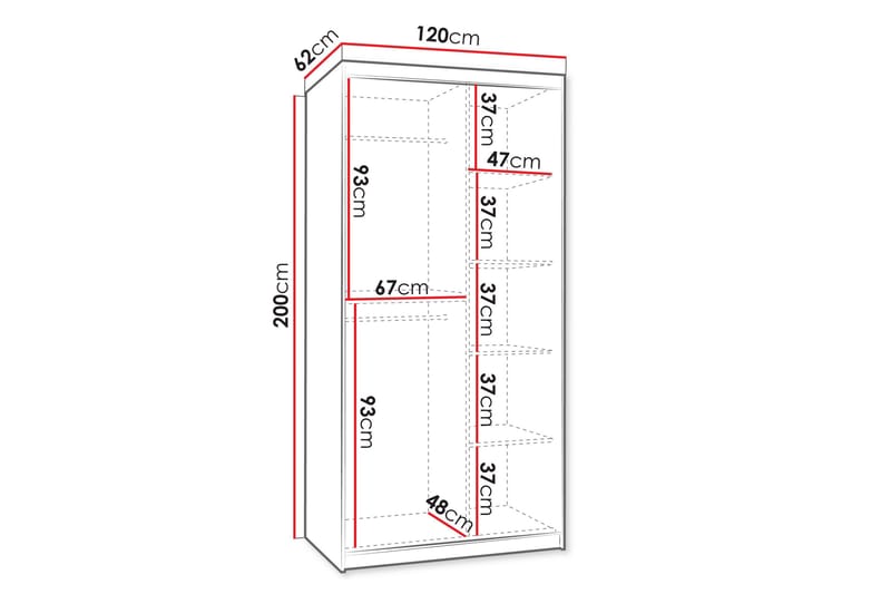 Tallmo Garderob m. Spegel 120x200 cm - Förvaring - Garderober & garderobssystem