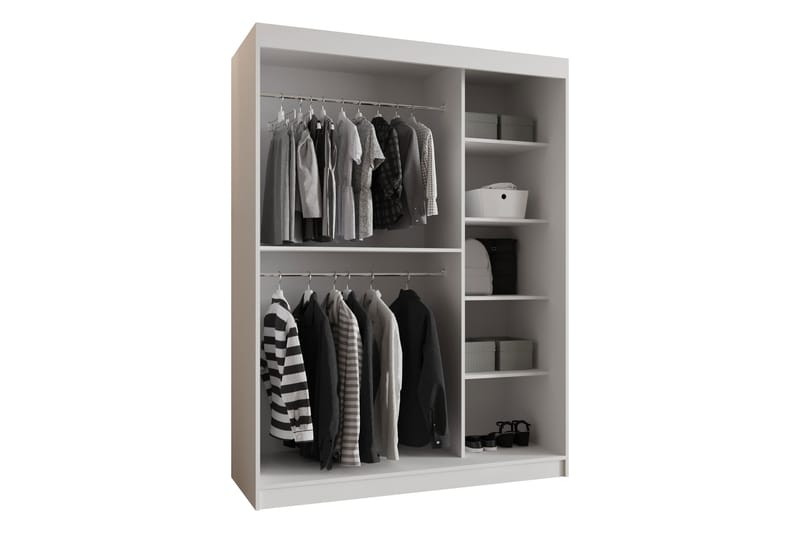 Tallmo Garderob m. Spegel 150x200 cm - Vit - Förvaring - Garderober & garderobssystem
