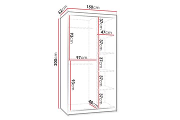 Tallmo Garderob m. Spegel 150x200 cm - Vit - Förvaring - Garderober & garderobssystem
