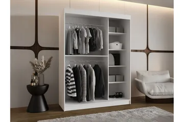 Tallmo Garderob m. Spegel 150x200 cm - Vit - Förvaring - Garderober & garderobssystem