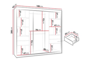 Tallmo Garderob m. Spegel 180x200 cm - 0 - Förvaring - Garderober & garderobssystem