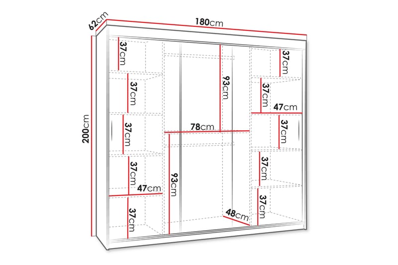 Tallmo Garderob m. Spegel 180x200 cm - Förvaring - Garderober & garderobssystem