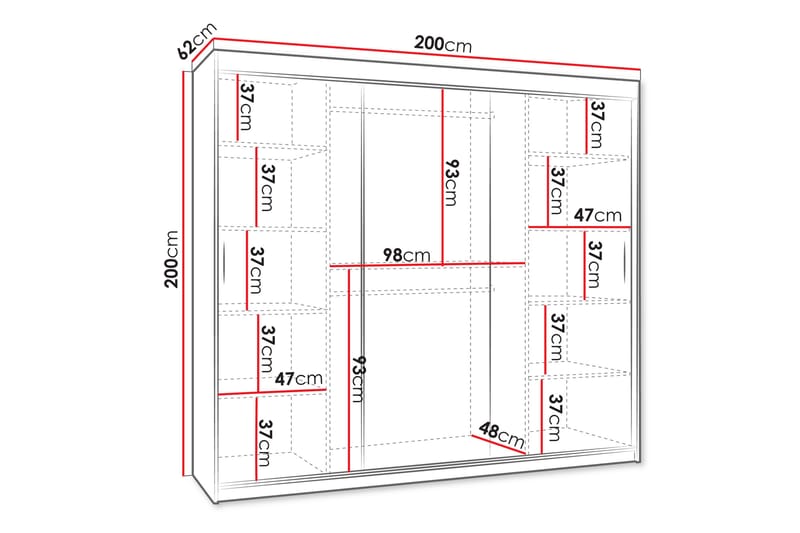 Tallmo Garderob m. Spegel 200x200 cm - 0 - Förvaring - Garderober & garderobssystem