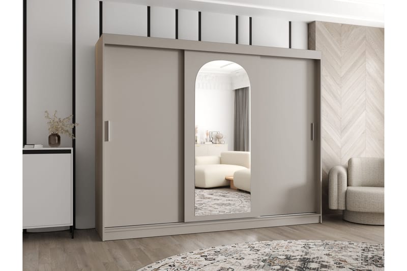 Tallmo Garderob m. Spegel 250x200 cm - Beige - Förvaring - Garderober & garderobssystem