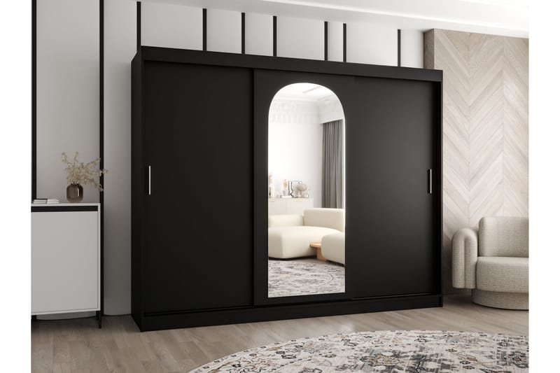 Tallmo Garderob m. Spegel 250x200 cm - Beige/Grå - Förvaring - Garderober & garderobssystem