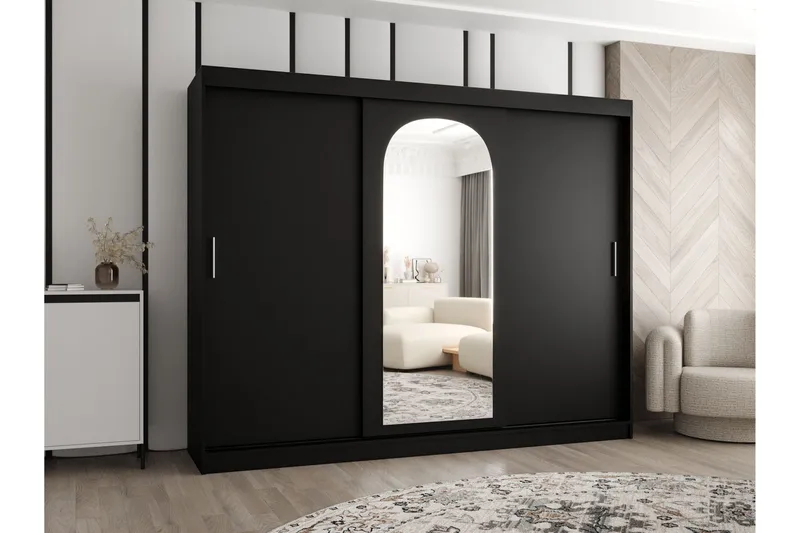 Tallmo Garderob m. Spegel 250x200 cm - Vit/Grå - Förvaring - Garderober & garderobssystem