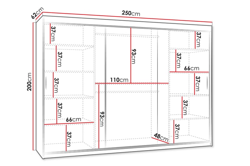 Tallmo Garderob m. Spegel 250x200 cm - Förvaring - Garderober & garderobssystem