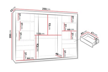 Tallmo Garderob m. Spegel 250x200 cm - Förvaring - Garderober & garderobssystem