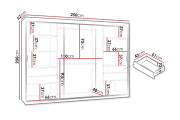 Tallmo Garderob m. Spegel 250x200 cm - Förvaring - Garderober & garderobssystem