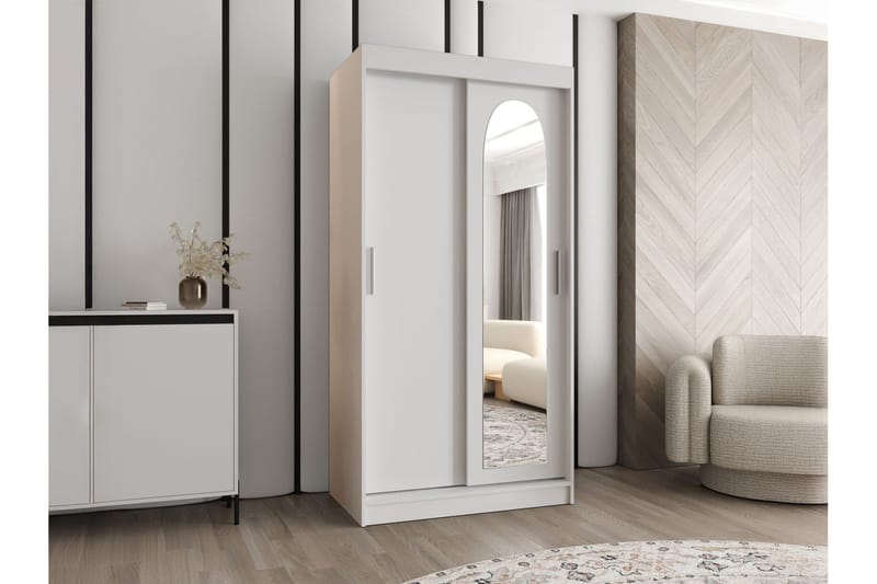 Tallmo Garderob med Spegel 100x200 cm i Trä - Vit - Förvaring - Garderober & garderobssystem