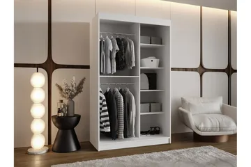 Tallmo Garderob med Spegel 120x200 cm i Målat Trä - Greige - Förvaring - Garderober & garderobssystem