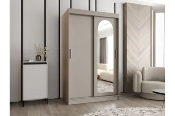 Tallmo Garderob med Spegel 120x200 cm i Målat Trä - Greige - Förvaring - Garderober & garderobssystem