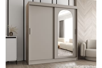 Tallmo Garderob med Spegel 180x200 cm i Målat Trä - Beige - Förvaring - Garderober & garderobssystem