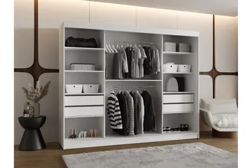 Tallmo Garderob med Spegel 250x200 cm i Målat Trä - Grå - Förvaring - Garderober & garderobssystem