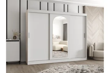Tallmo Garderob med Spegel 250x200 cm i Målat Trä - Grå - Förvaring - Garderober & garderobssystem