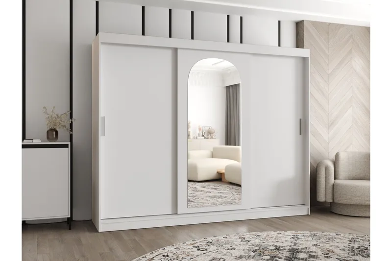 Tallmo Garderob med Spegel 250x200 cm i Målat Trä - Grå - Förvaring - Garderober & garderobssystem