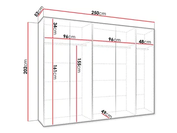 Tensa Garderob med spegel 250 cm - Vit - Förvaring - Garderober & garderobssystem
