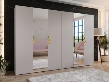 Tensa Garderob med spegel 300 cm - cashmere, guld - Förvaring - Garderober & garderobssystem