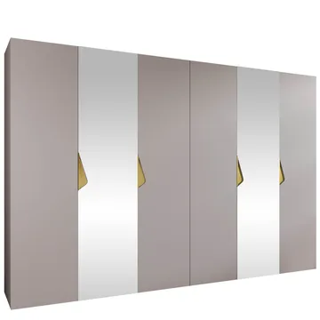 Tensa Garderob med spegel 300 cm - cashmere/guld - Förvaring - Garderober & garderobssystem