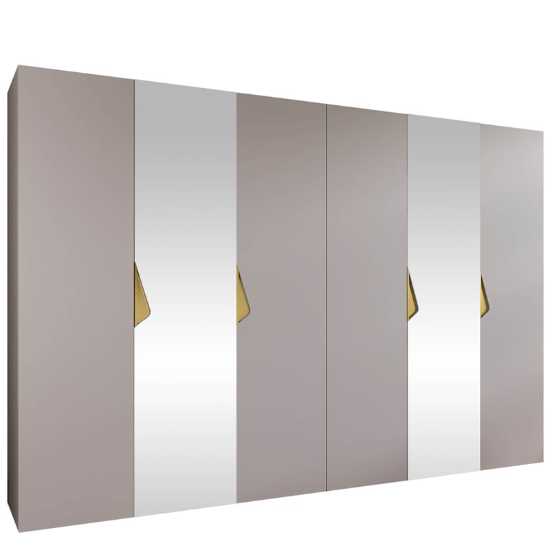 Tensa Garderob med spegel 300 cm - cashmere/guld - Förvaring - Garderober & garderobssystem