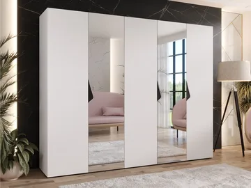 Tensa Garderob med spegel 300 cm - vit, svart - Förvaring - Garderober & garderobssystem