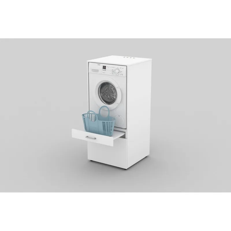 Tvättmaskin/Torkskåp Aza 1 Låda 1 Hylla - Vit - Förvaring - Badrumsförvaring