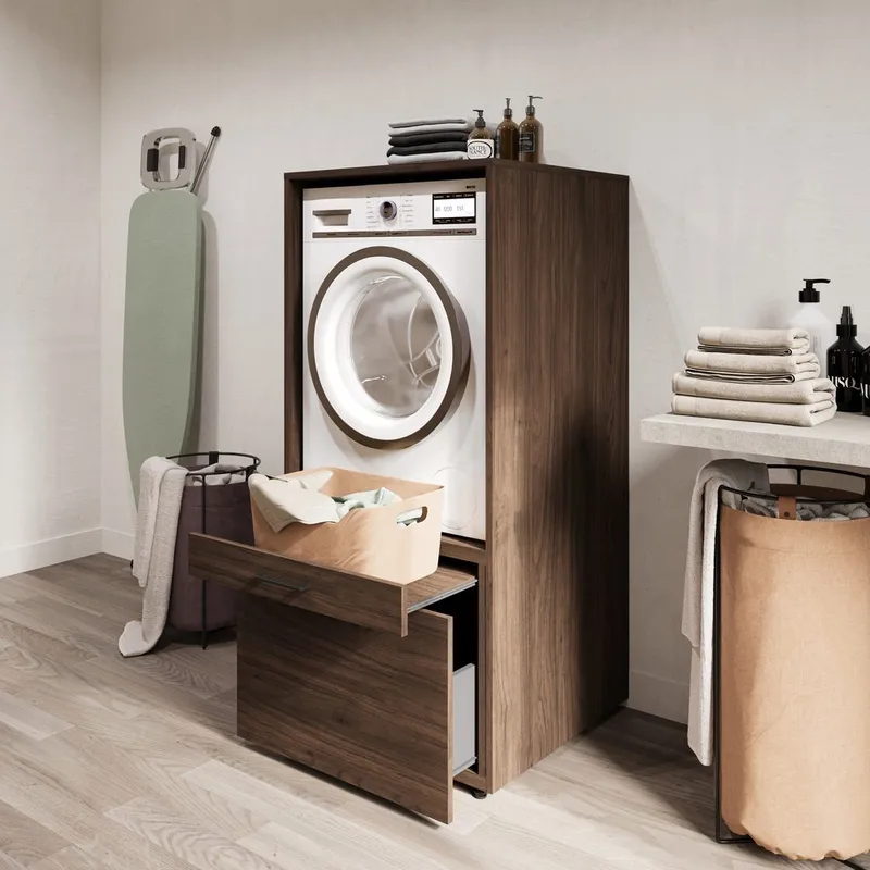 Tvättmaskin/Torkskåp Aza 1 Låda 1 Hylla - Walnut Villa - Förvaring - Badrumsförvaring