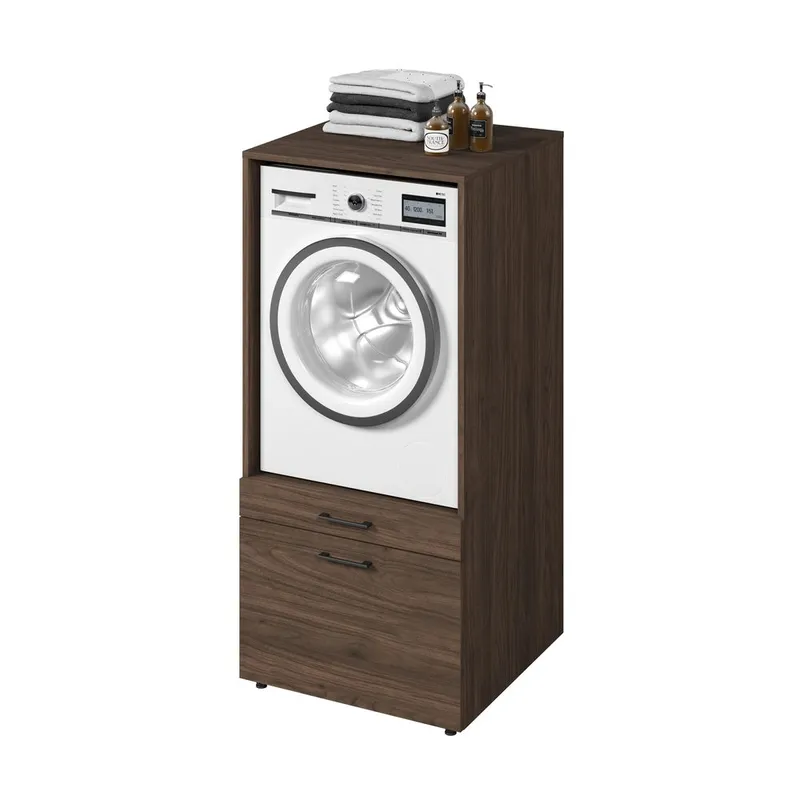 Tvättmaskin/Torkskåp Aza 1 Låda 1 Hylla - Walnut Villa - Förvaring - Badrumsförvaring